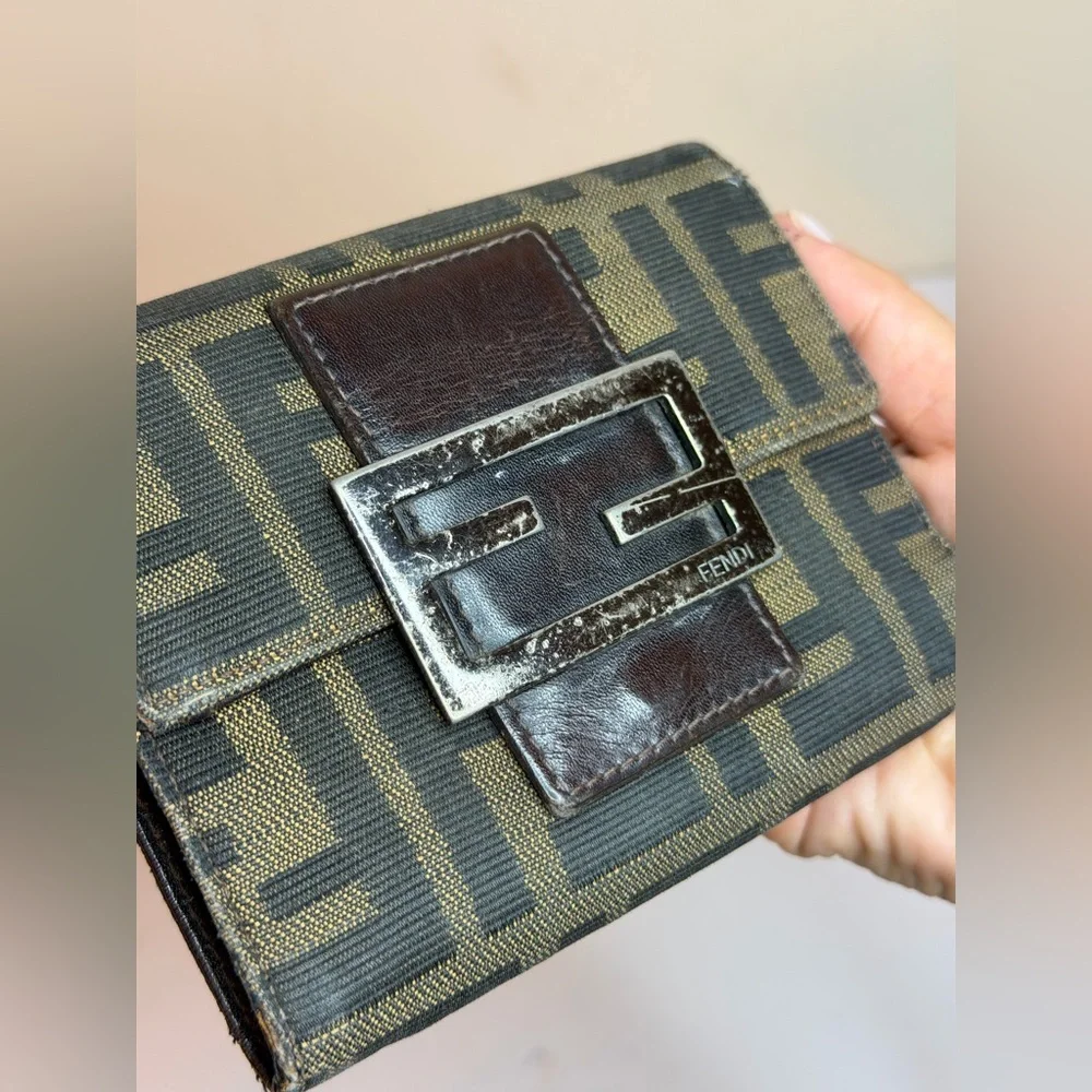 Vintage Fendi Zucca Canvas Compact Wallet